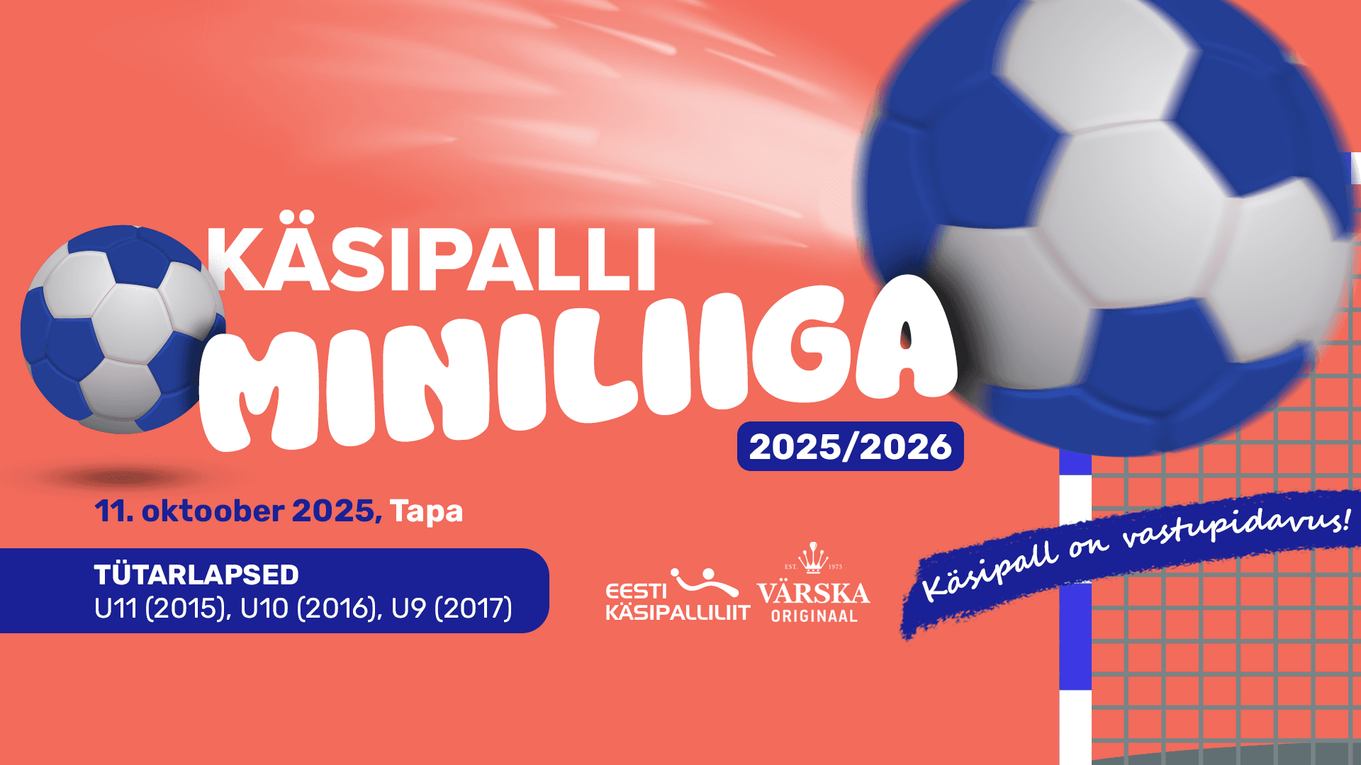 2025-2026 hooaja tütarlaste käsipalli miniliiga 1. etapp toimub Tapal