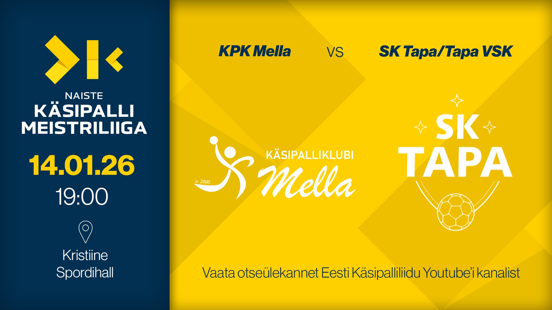 Vaata 2026 Eesti meistrivõistluste käsipalli naiste meistriliiga kohtumist