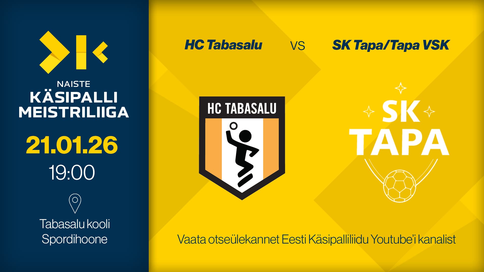 Vaata otse 2026 Eesti meistrivõistluste käsipalli naiste meistriliiga kohtumist