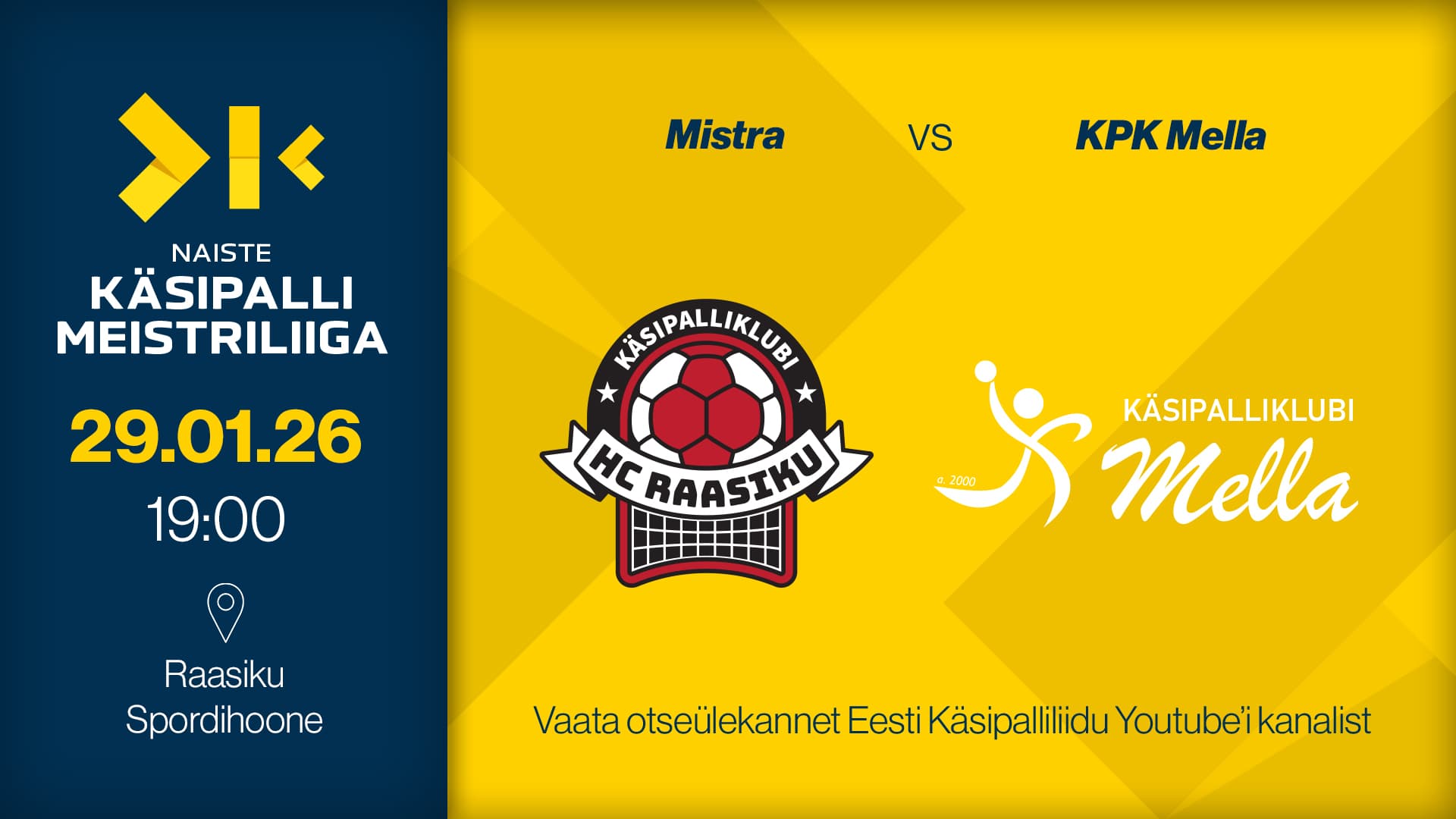 Vaata otse 2026 Eesti meistrivõistluste käsipalli naiste meistriliiga kohtumist