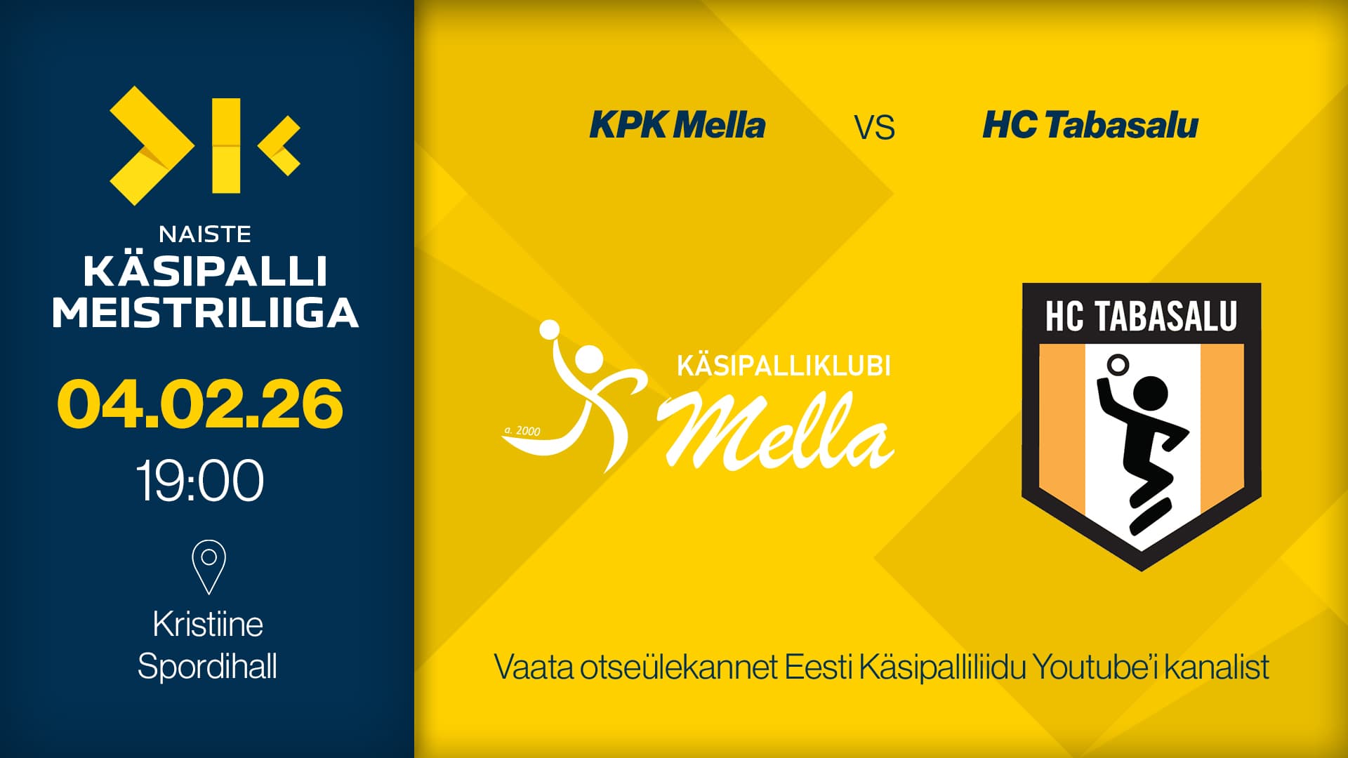 Vaata otse 2026 Eesti meistrivõistluste käsipalli naiste meistriliiga kohtumist