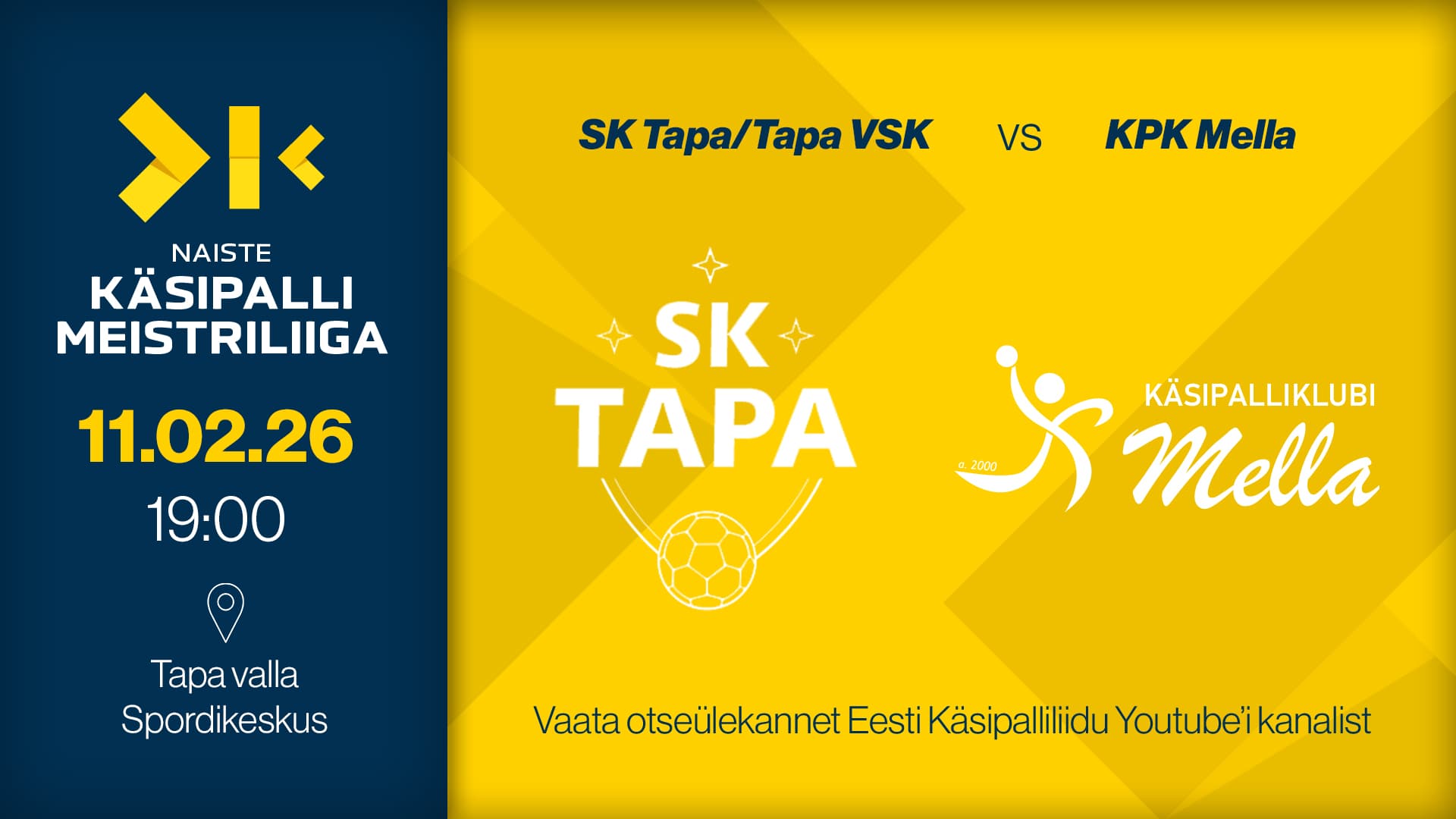 Vaata otse 2026 Eesti meistrivõistluste käsipalli naiste meistriliiga kohtumist