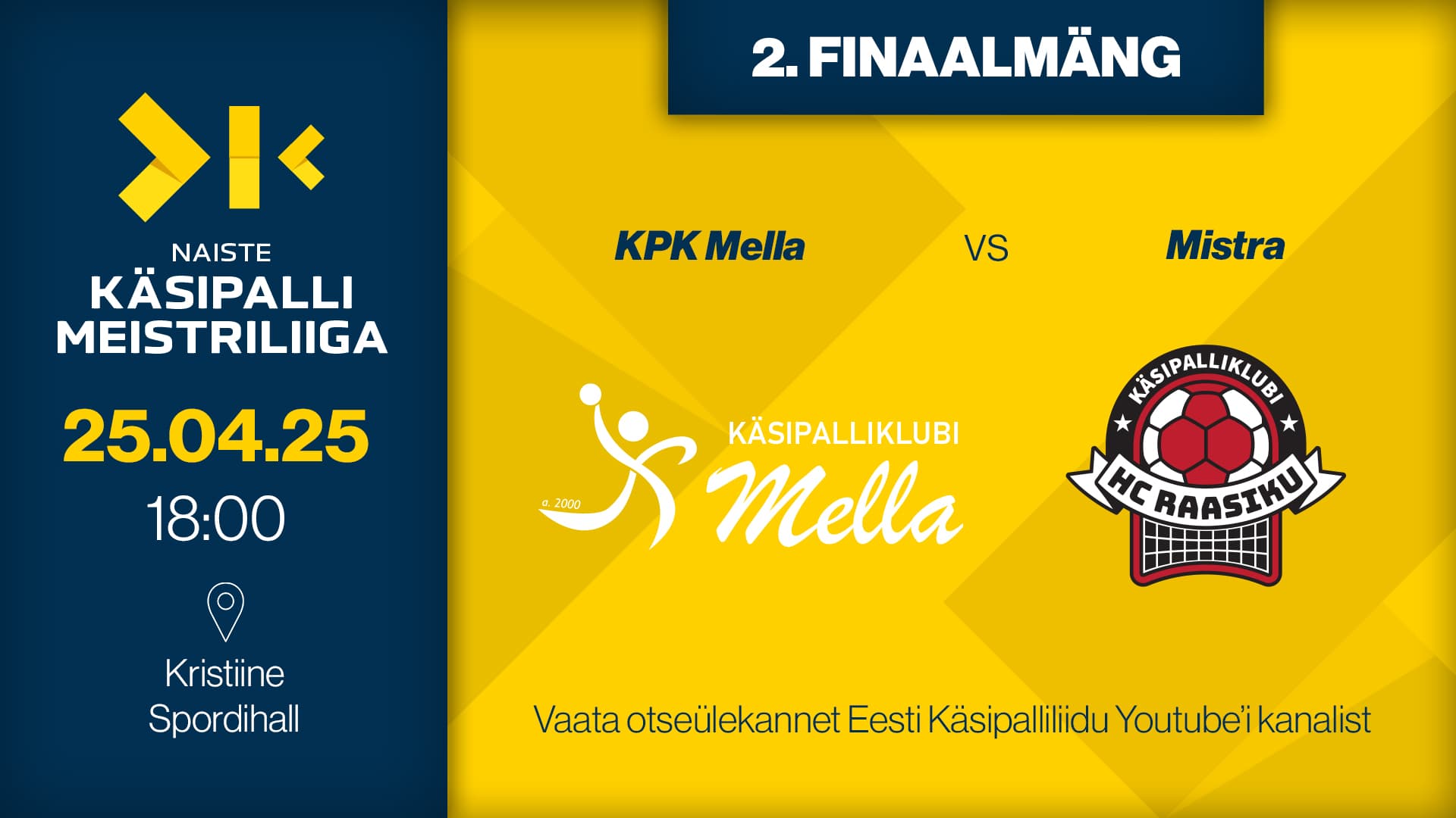 Vaata otse 2025 Eesti meistrivõistluste naiste meistriliiga finaalmängu